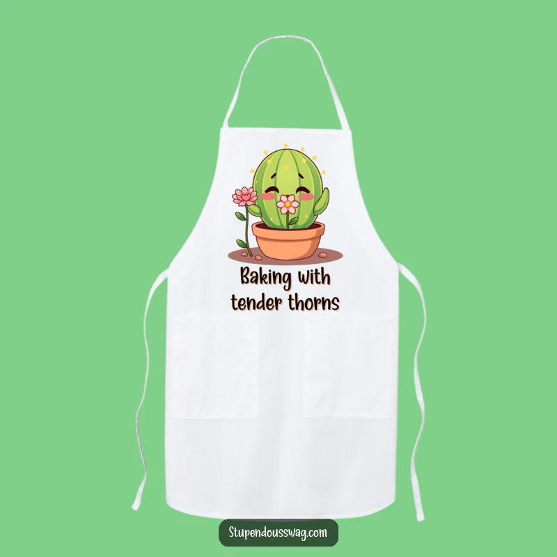 Funny Shy Cactus Apron - Nervous Flower Kitchen & Gentle Gift!