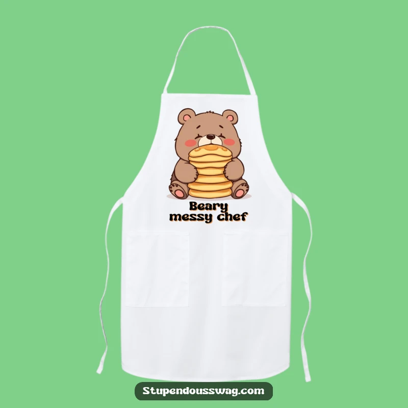 Funny Clumsy Bear Pancake Apron Cook with Giggles and Protection