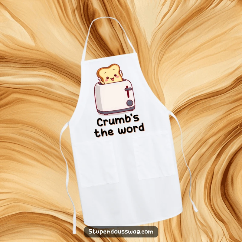 Funny Apron: Toast dramatically leaping from a toaster, a humorous and energetic design for the kitchen.