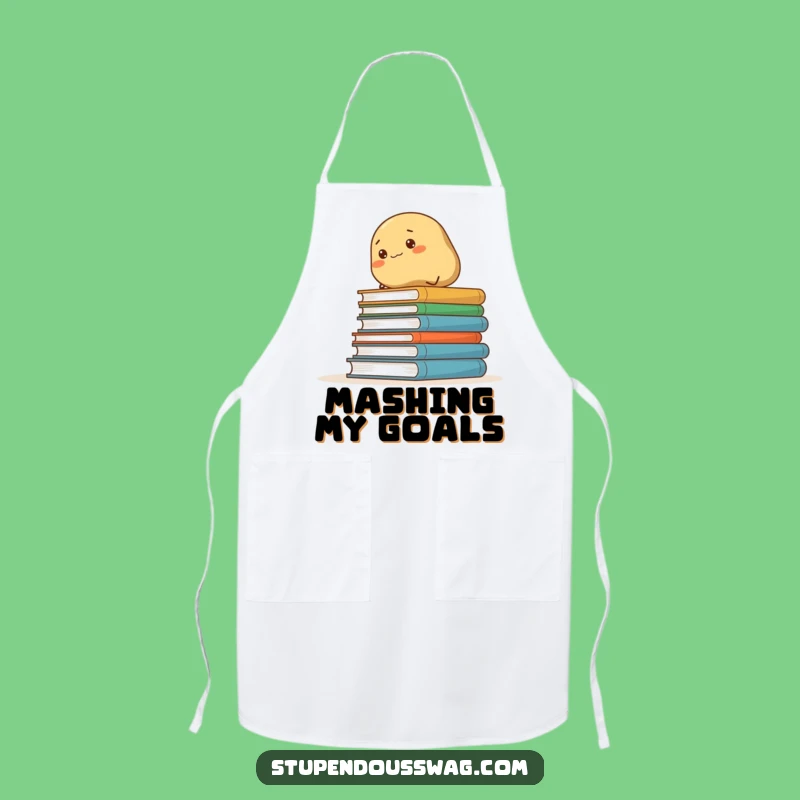 Funny Determined Potato Climbing Books Apron: Cook Up Laughs in Style