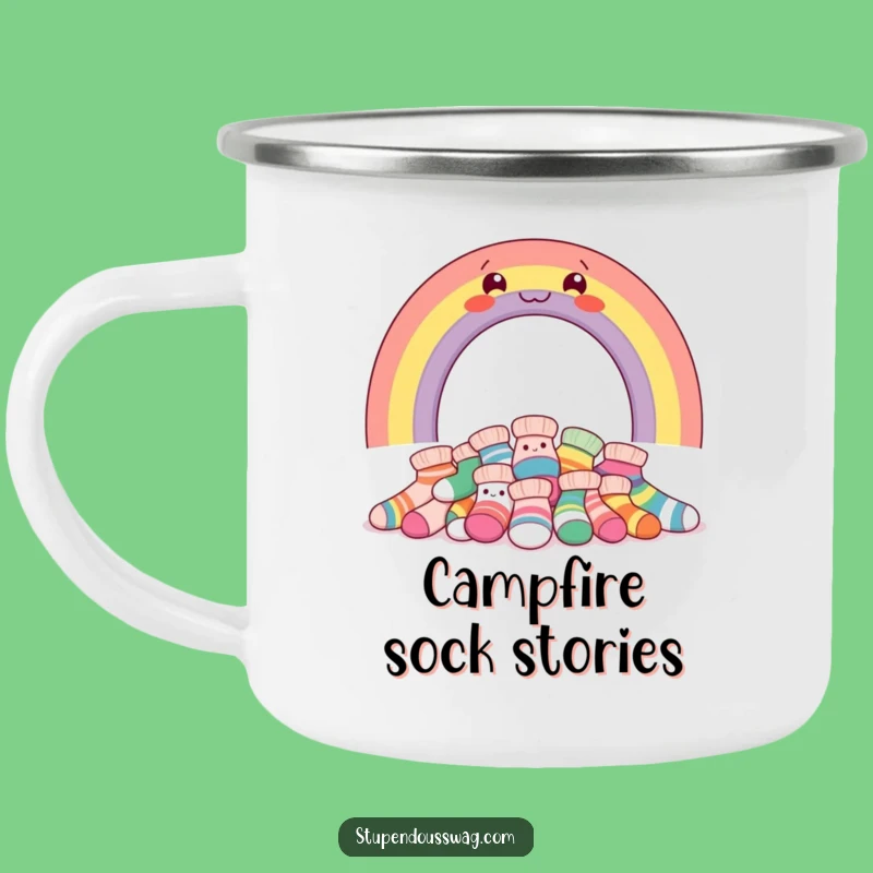 Funny Rainbow Socks Camping Mug: Outdoor Laughs with Giggle-Worthy Design