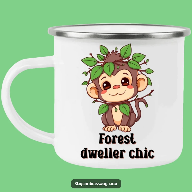 Funny Mischievous Monkey Leaf Disguise Camping Mug - Jungle Adventure Drinkware