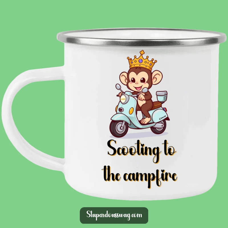 Funny Monkey King Camping Mug: Royal Ride, Perfect Outdoor Gift!