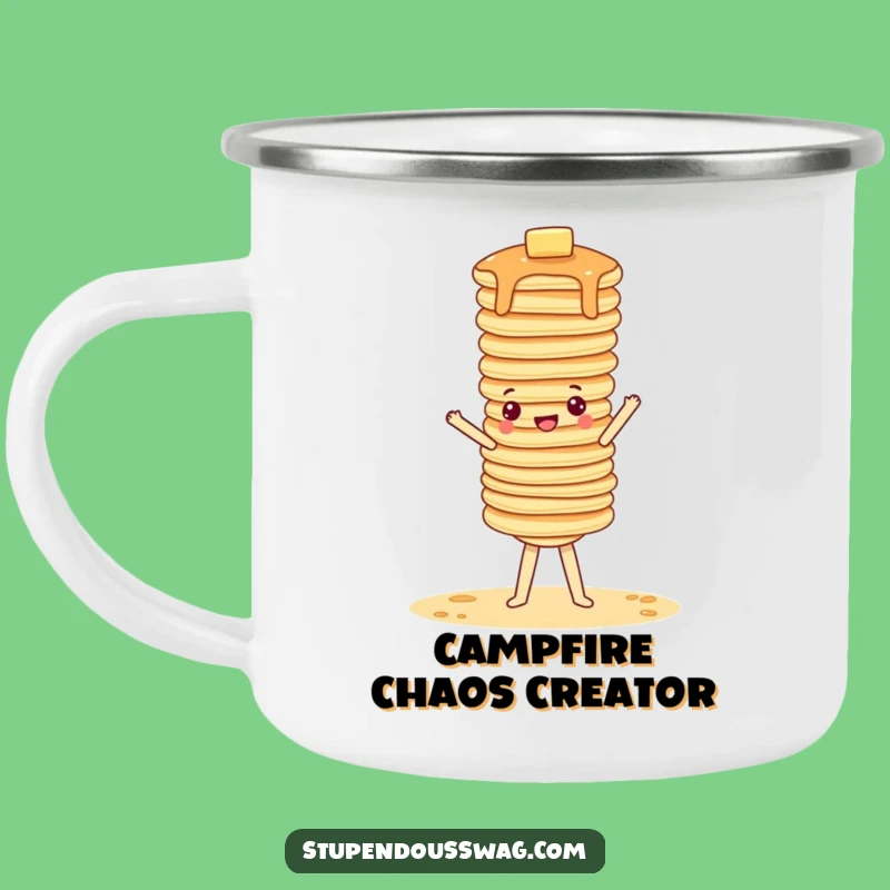 Funny Pancake Handstand Camping Mug: Adventure Fuel with Breakfast Fun