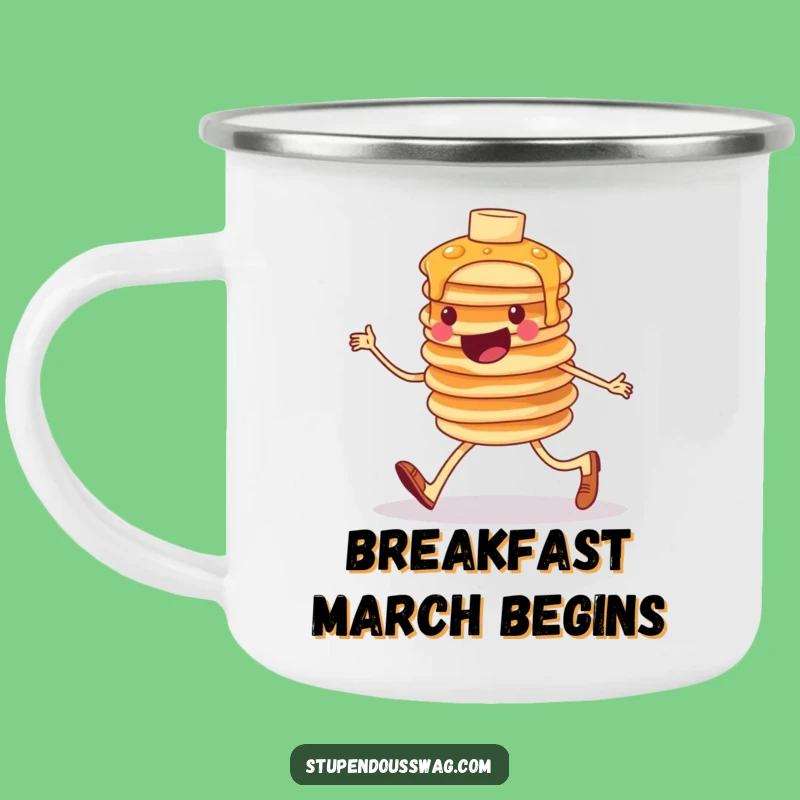 Funny Pancake March Camp Mug: Breakfast Adventure Fuel