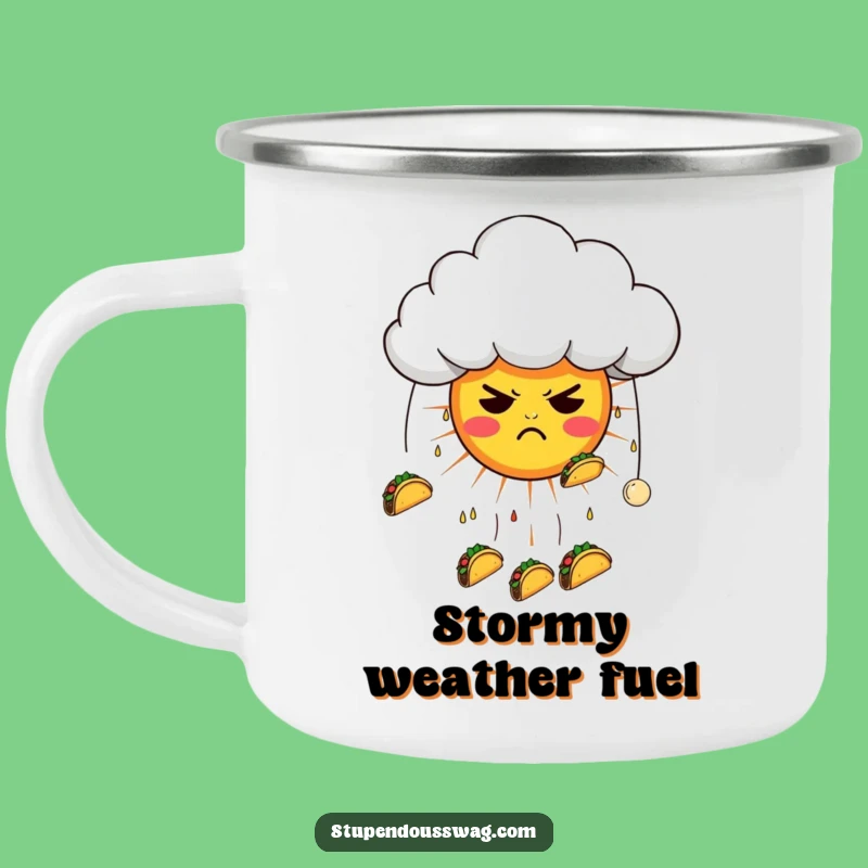 Funny Taco Cloud Camping Mug: Grumpy Weather Adventures, Hilarious Gift