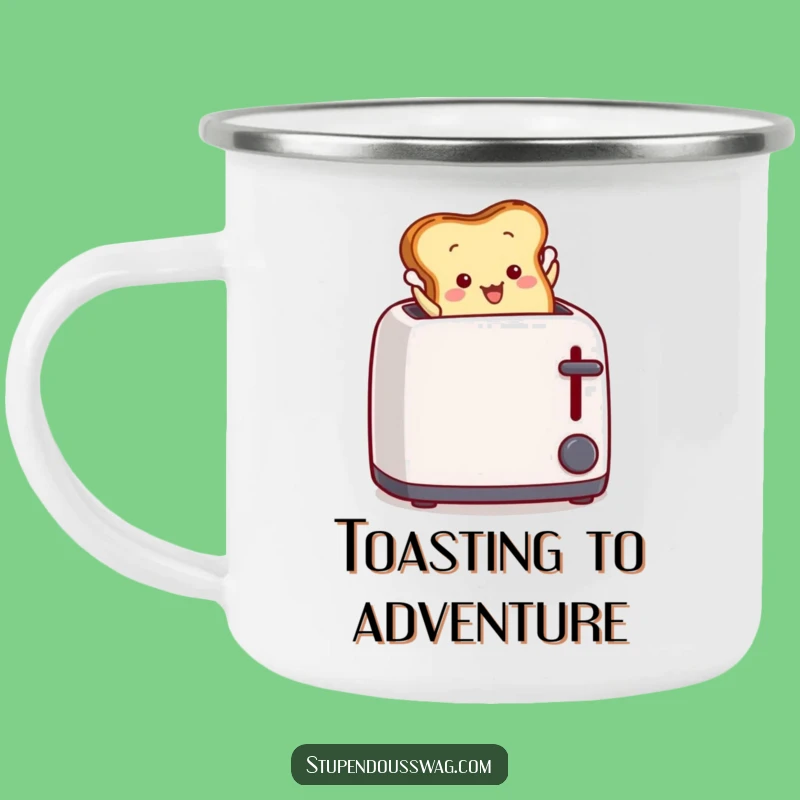 Funny Toast Leap Camping Mug: Dramatic Breakfast on the Go, Outdoor Gift