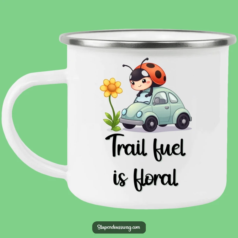 Funny Ladybug Car Flower Camping Mug: Outdoor Adventures Fueled by Determination, Hilarious Gift