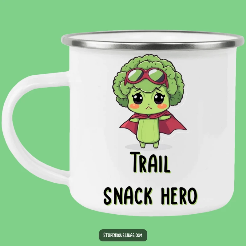 Funny Bewildered Broccoli Camping Mug: Tiny Hero for Outdoor Adventures