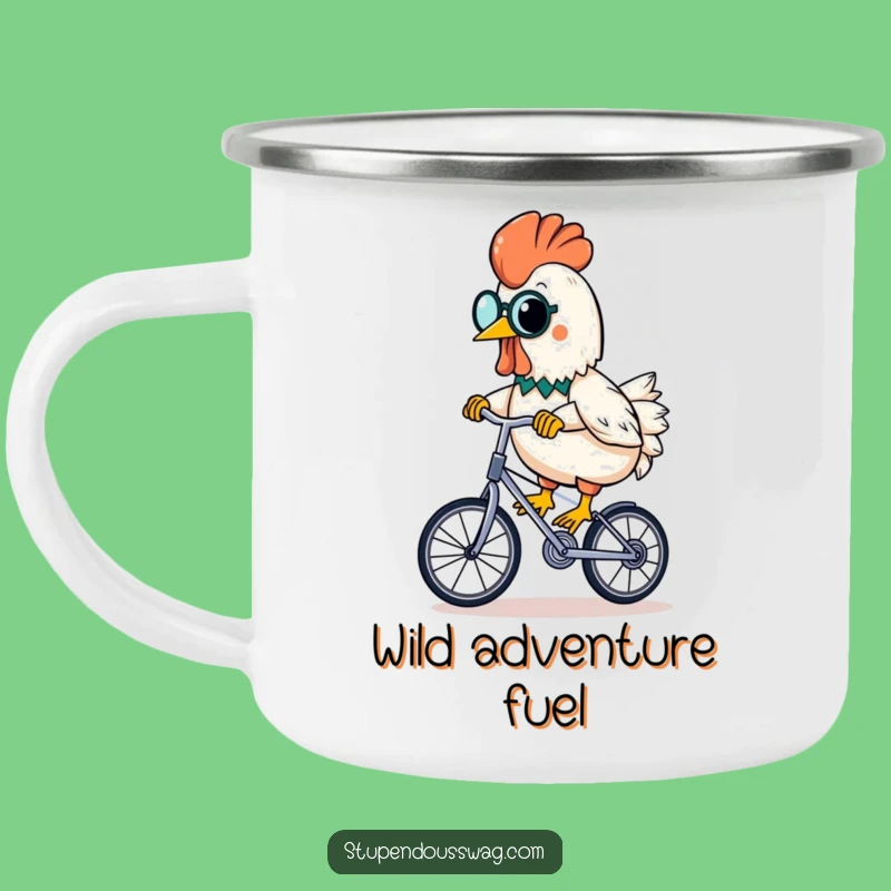 Funny Rubber Chicken Camping Mug: Monocled Unicyclist Banana Outdoor Gift