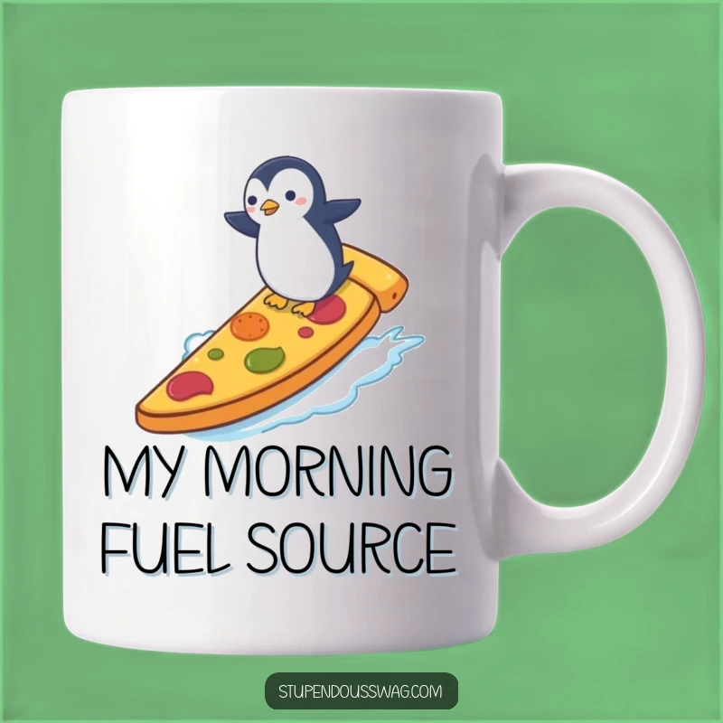 Funny Penguin Pizza Surf Mug: Wacky Winter Design, Perfect Funny Gift for Food Lovers