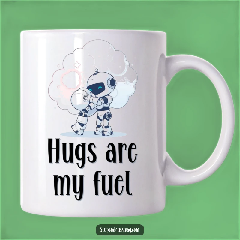 Funny Robot Cloud Hug Mug: Tiny Robot Giving Big Hug, Whimsical Gift