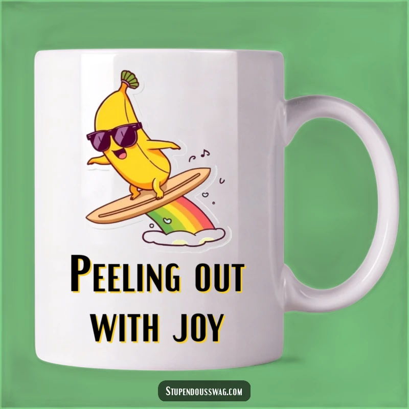 Funny Surfing Banana Mug: Rainbow Ride - Hilarious Tropical Gift Idea