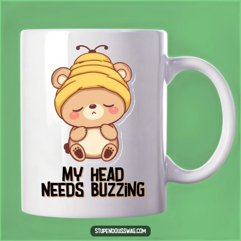 Funny Sleepy Bear Beehive Hat Mug - Hilarious Woodland Creature Gift