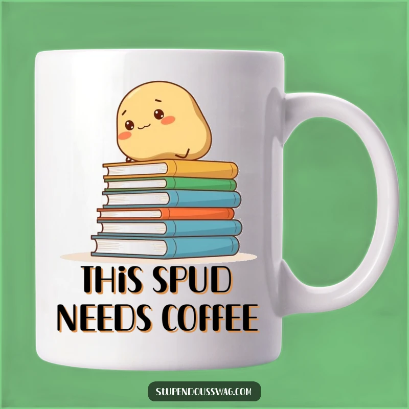 Funny Determined Potato Climbing Books Mug: The Perfect Gift for Bookworms and Spud Lovers