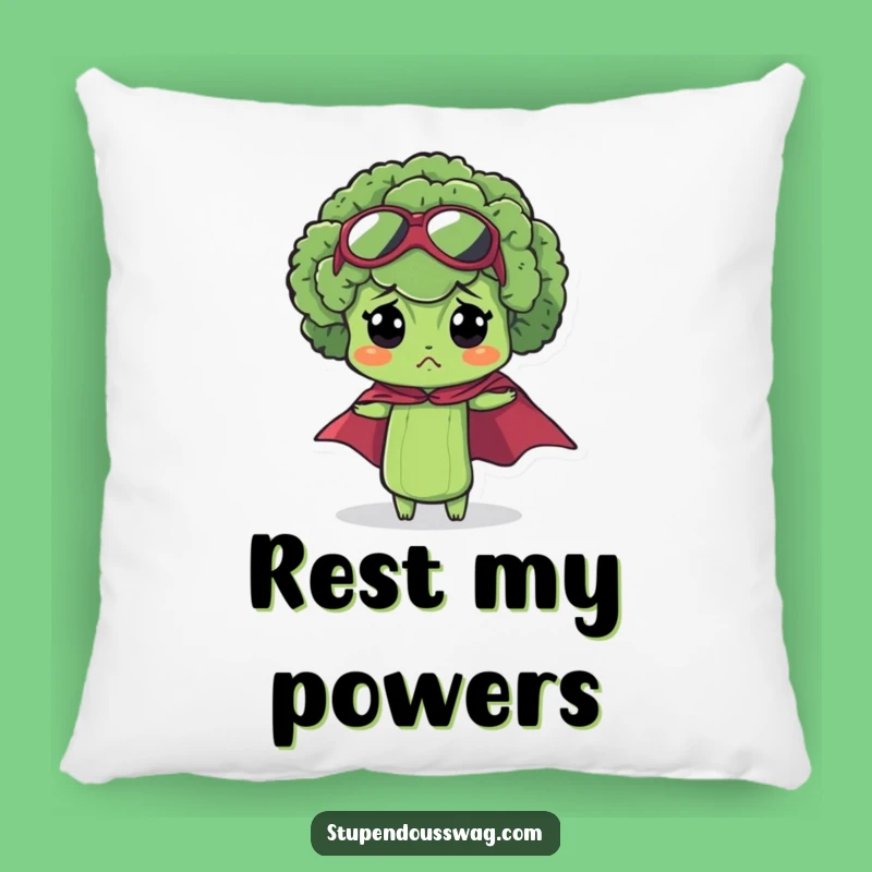 Funny Bewildered Broccoli Pillow: Cozy Comfort with Heroic Flair