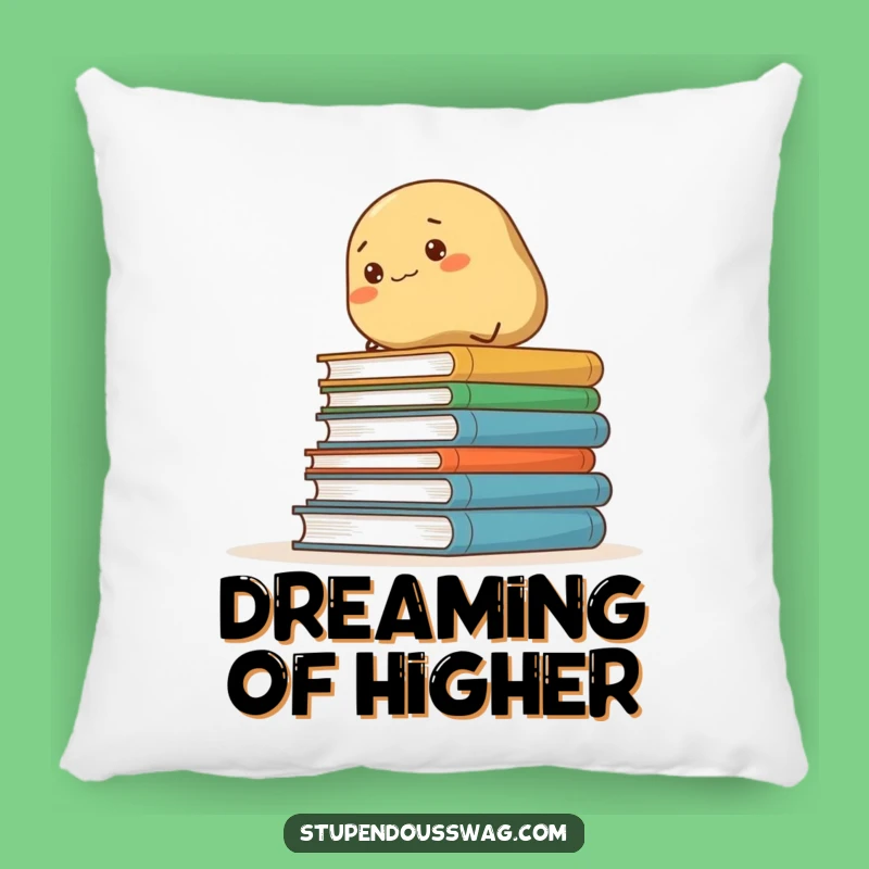 Funny Determined Potato Climbing Books Pillow: Cozy Comfort and Hilarious Decor