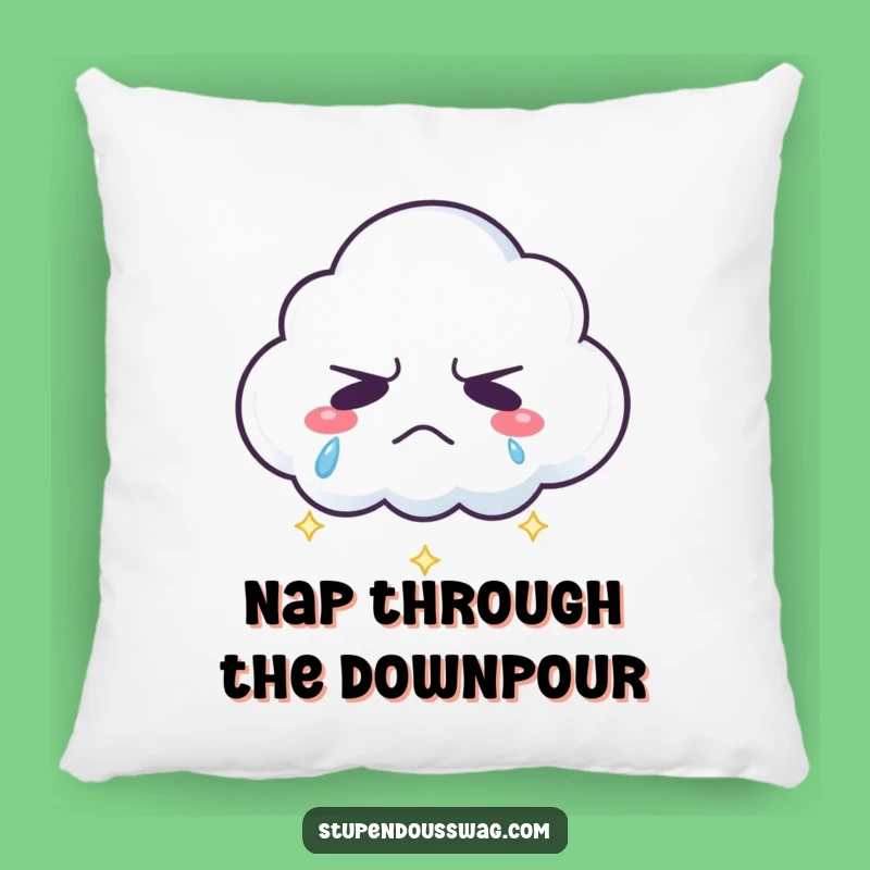 Funny Grumpy Cloud Pillow - Cozy Rainbow Tears Cushion & Gift!