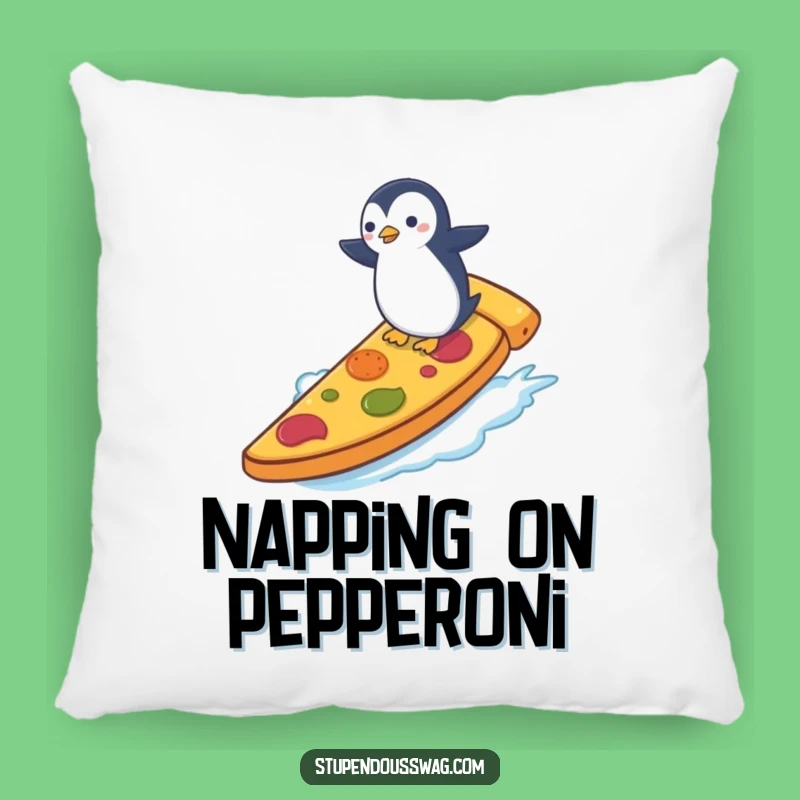 Funny Penguin Pizza Surf Pillow: Cozy Surfing Companion, Perfect Funny Gift