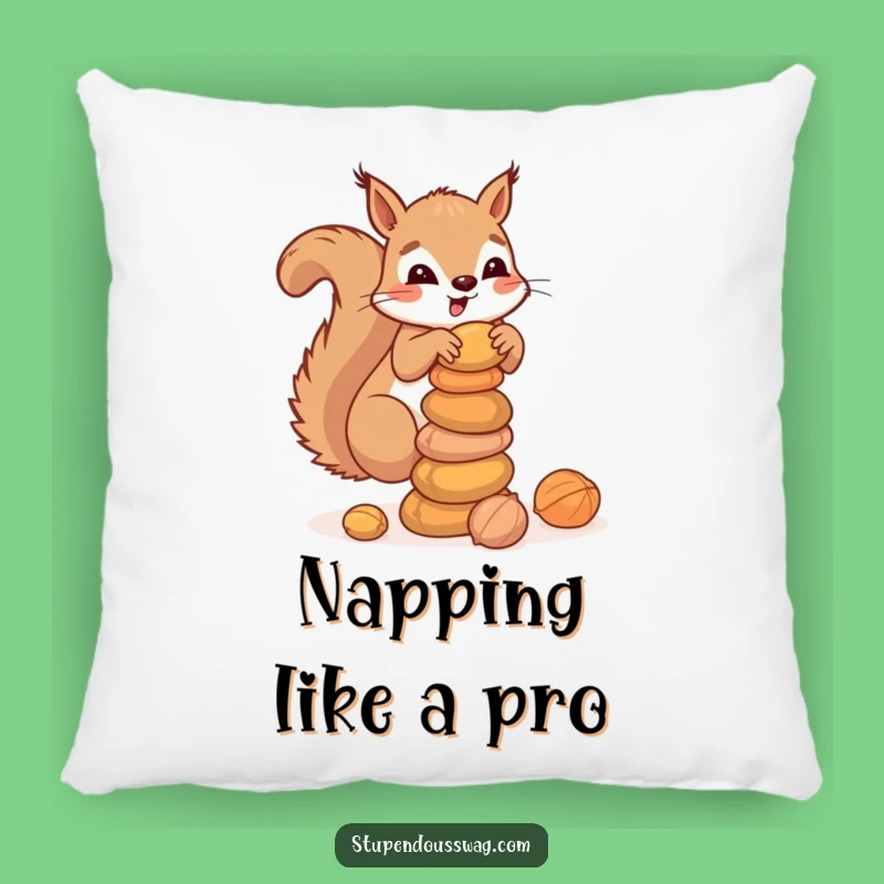 Funny Squirrel Nuts Pillow: Cozy Clumsy Critter Cushion for Woodland Charm