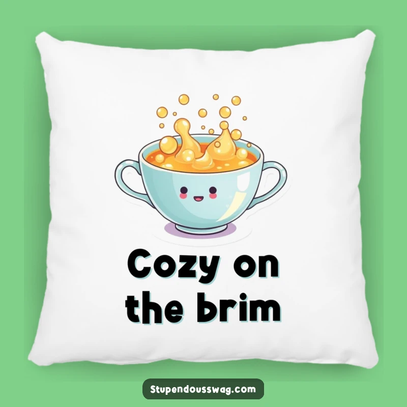 Funny Teacup Pillow: Cozy Up with Overflowing Bubbles, Comfy Gift