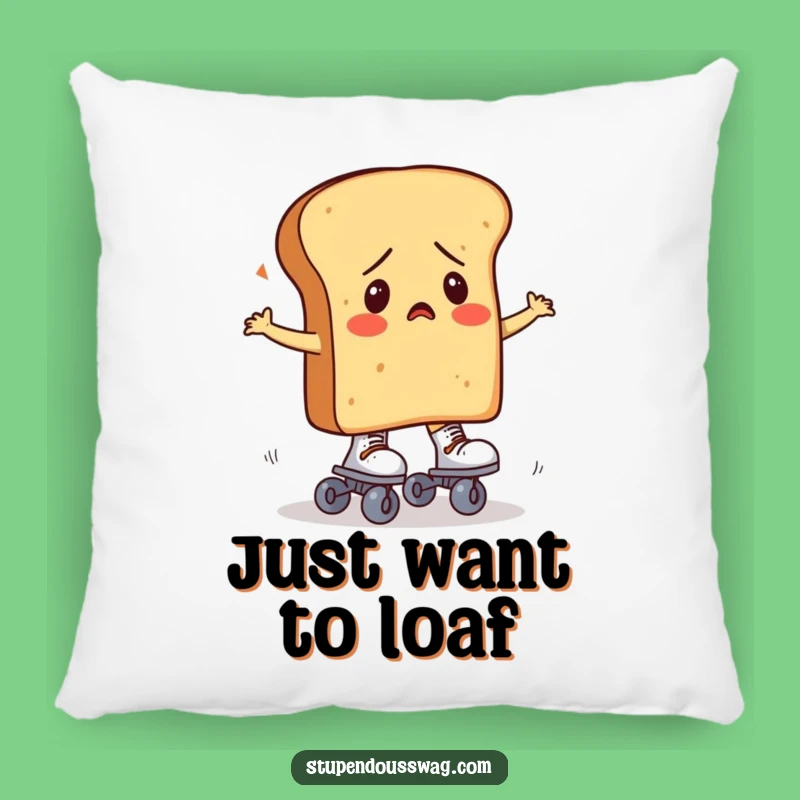 Funny Bread Roller Skates Pillow: Cozy Confused Carb Decor