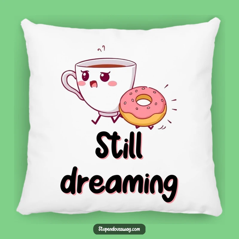 Funny Teacup Donut Chase Pillow - Soft & Quirky Accent Pillow