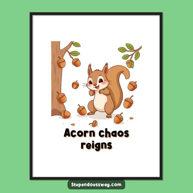 Squirrel Acorn Chaos Digital Print Instant Whimsical Art for Your Home