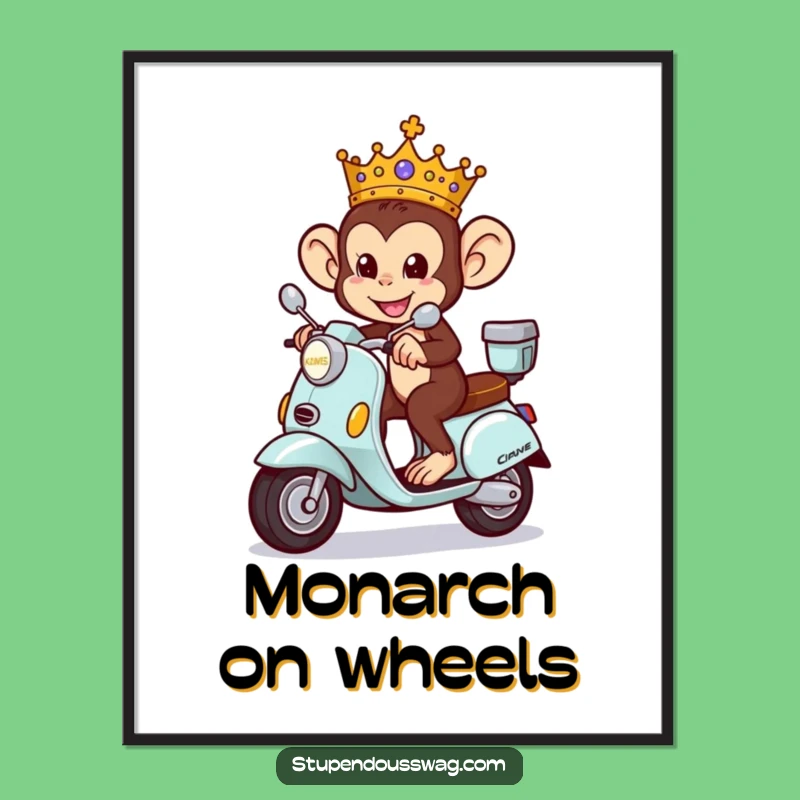 Funny Monkey King Digital Art: Royal Ride, Perfect Wall Decor Gift!