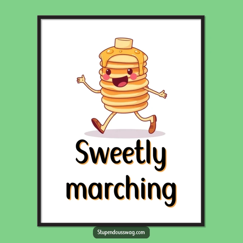 Funny Pancake March Digital Art: Instant Breakfast Cheer