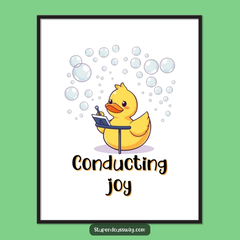 Funny Rubber Duck Conductor Digital Art: Quirky Bubble Printable