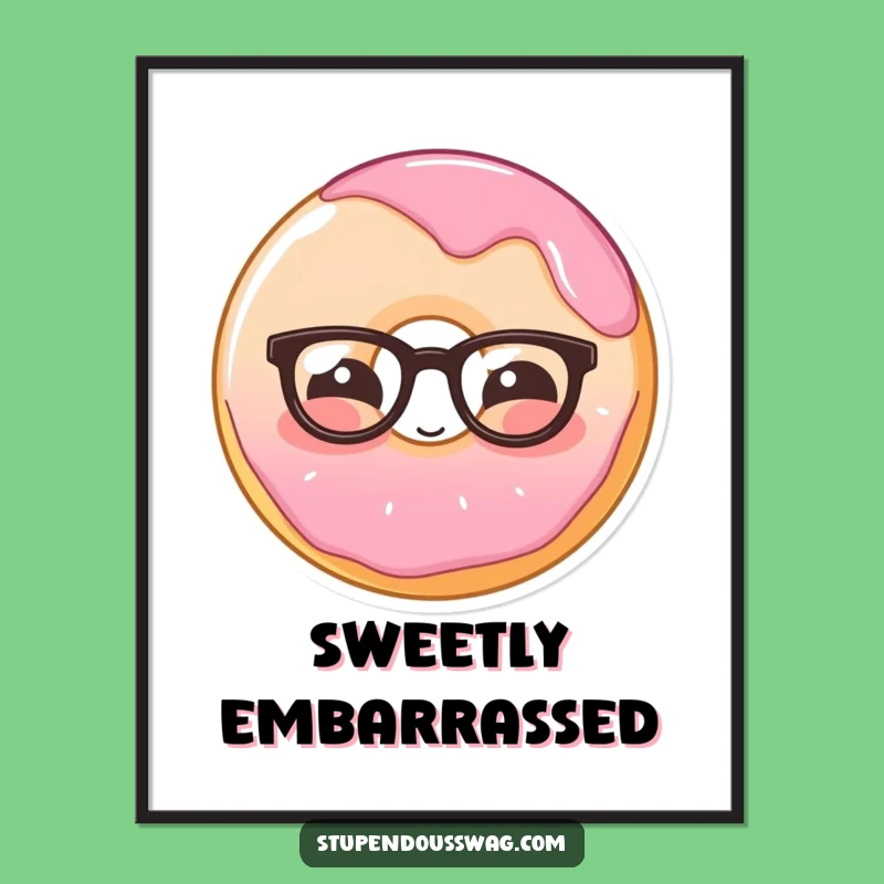 Funny Shy Donut Digital Print: Instant Cute Wall Art!
