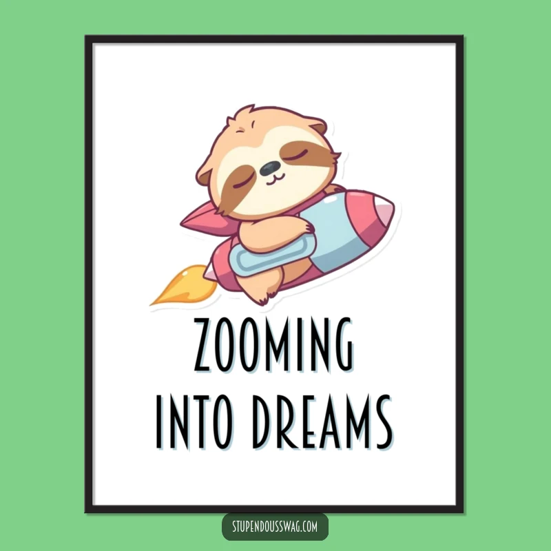 Funny Sloth Jetpack Digital Art: Accidental Zoom - Hilarious Downloadable Gift