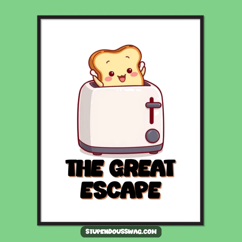 Funny Toast Leap Digital Print: Instant Download of Dramatic Breakfast, Hilarious Gift