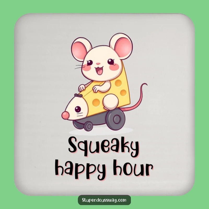 Funny Cheese Mouse Coaster Set: Joyful Rider Protection
