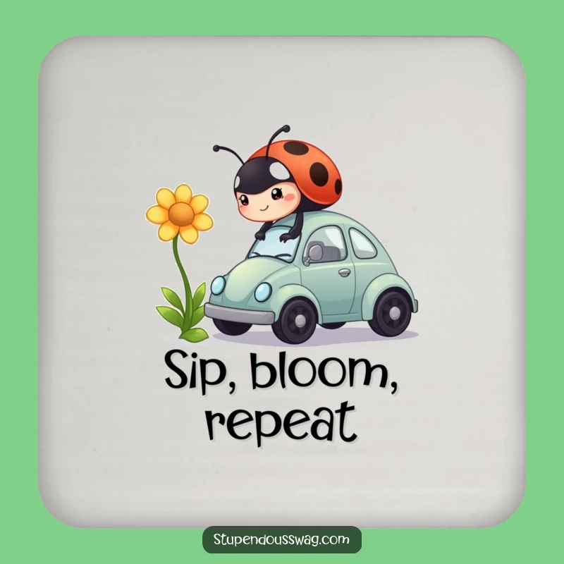 Funny Ladybug Car Flower Coasters: Protect Surfaces with Determined Humorous Flair