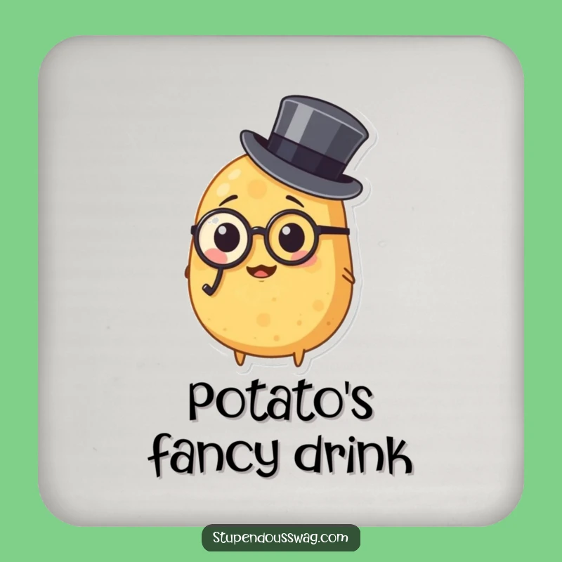 Funny Potato Monocle Drink Coaster: Protect Surfaces with Dapper Spud Charm