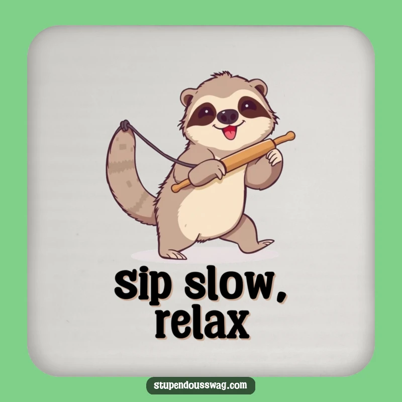 Funny Sloth Lasso Rolling Pin Coaster - Humorous Table Protector