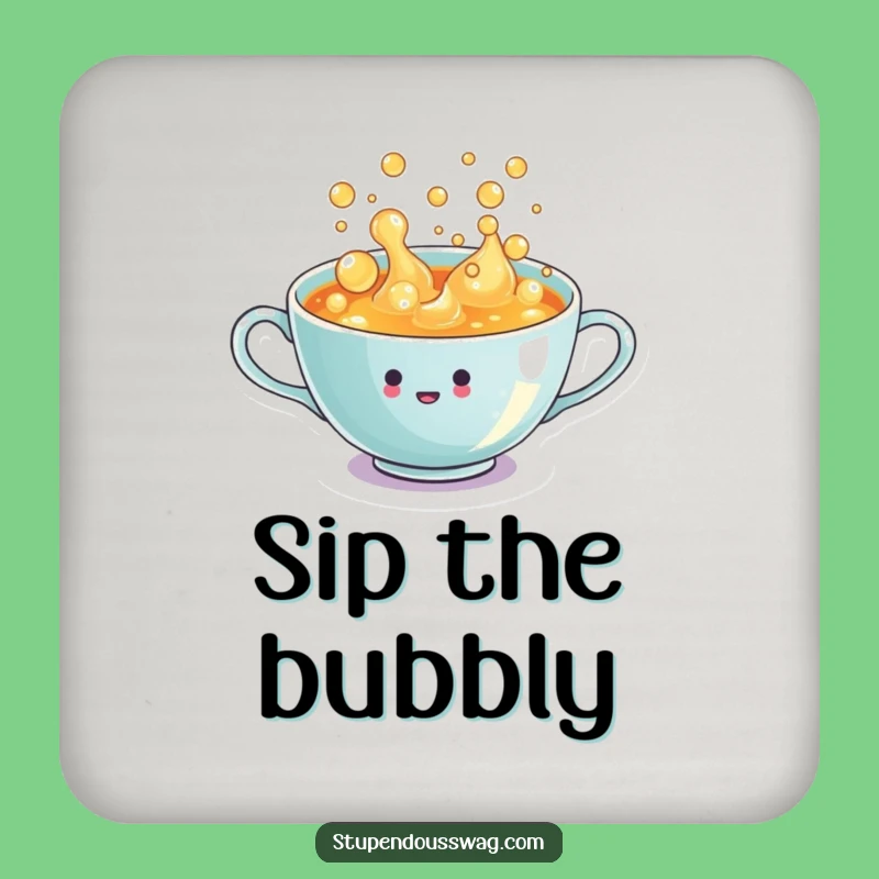 Funny Teacup Coaster: Protect Surfaces with Bubbly Joy, Unique Gift