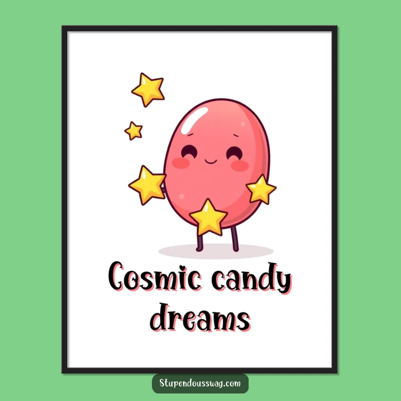 Funny Jelly Bean Juggling Stars Poster: Whimsical Wall Art for Cosmic Lovers