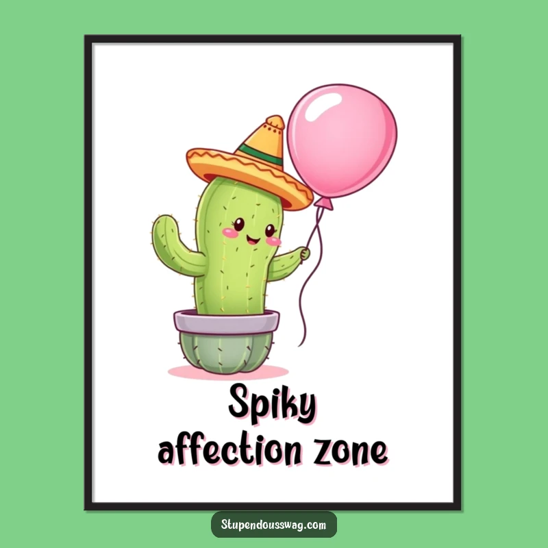 Funny Cactus Hugger Poster: Hilarious Sombrero Cactus Art, Perfect Gift