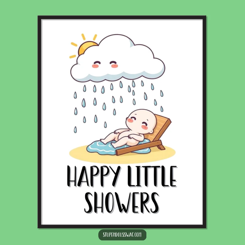 Funny Cloud Rain Poster: Joyful Downpour Art, Hilarious Wall Decor Gift