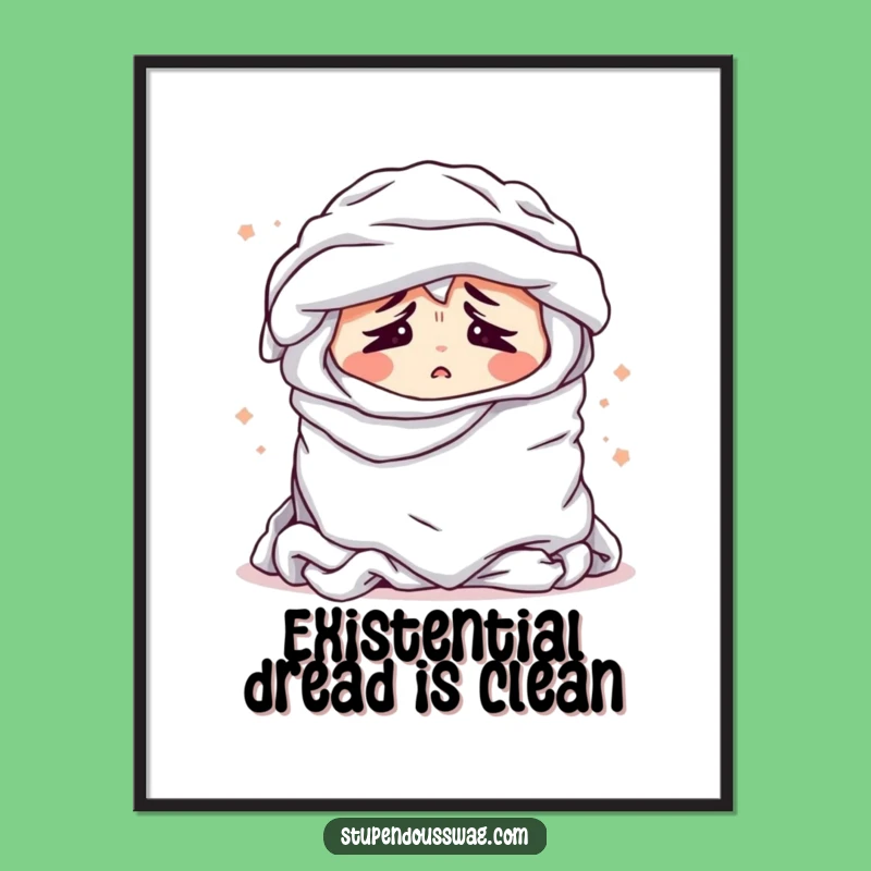 Funny Laundry Pile Poster - Bewildered Sighing Clothes, Hilarious Wall Art Gift