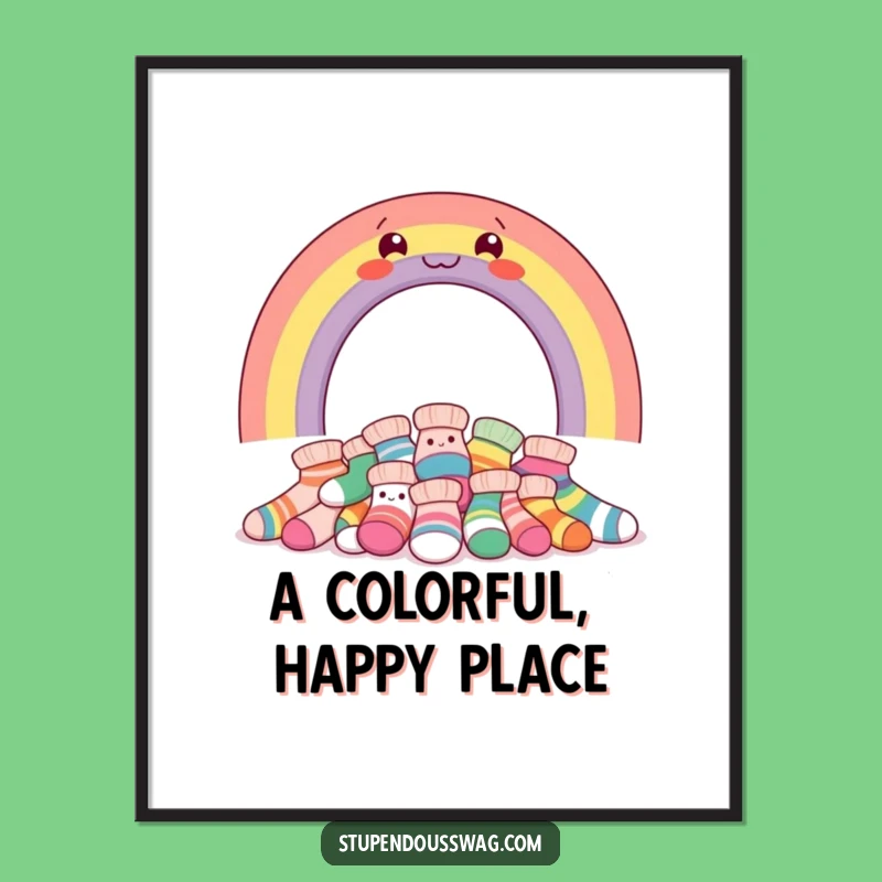 Funny Rainbow Socks Poster: Giggle-Inducing Wall Art, Whimsical Home Decor