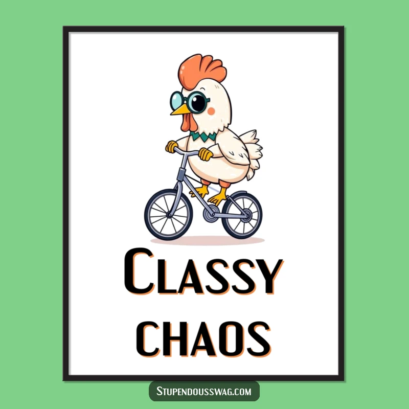 Funny Rubber Chicken Poster: Monocled Unicyclist Banana Wall Art Gift