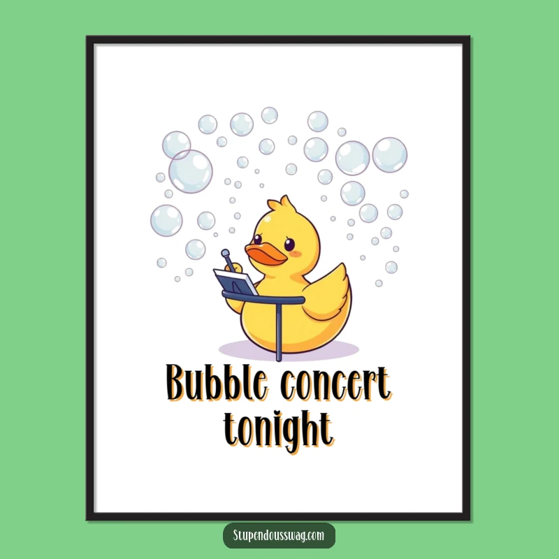 Funny Rubber Duck Conductor Poster: Quirky Bubble Art for Decor