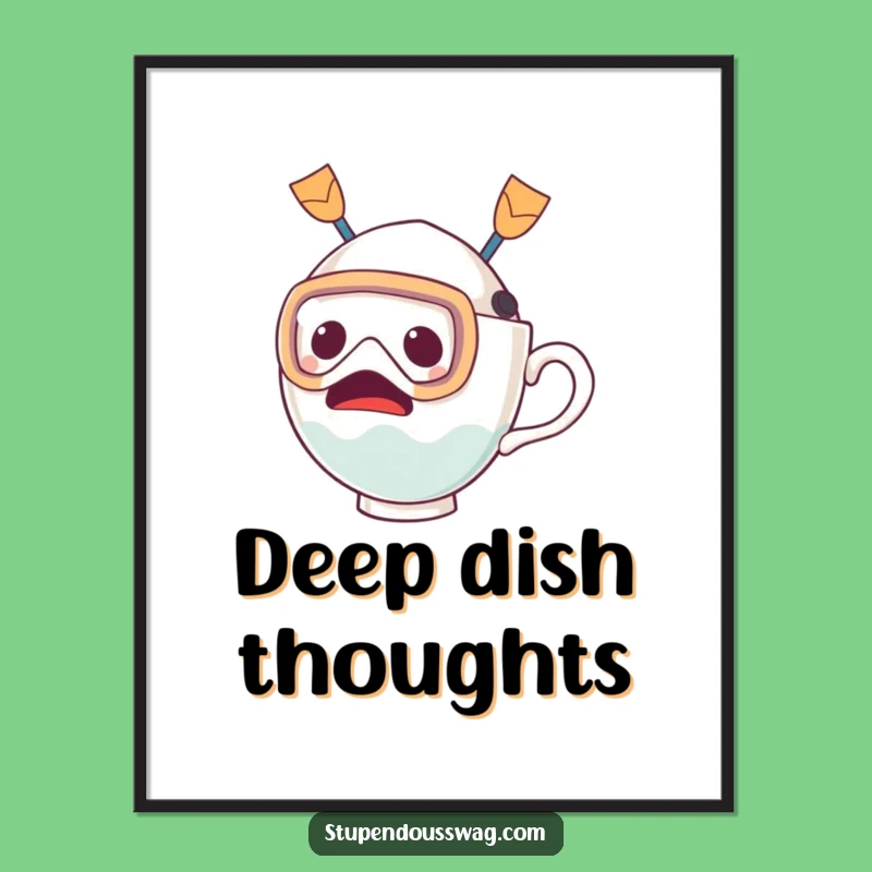 Funny Teacup Dive Poster: Whimsical Wall Art & Unique Gift
