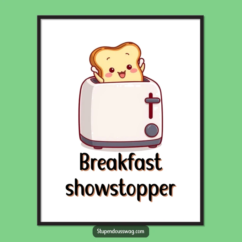 Funny Toast Leap Poster: Dramatic Breakfast Moment Captured, Hilarious Wall Art Gift