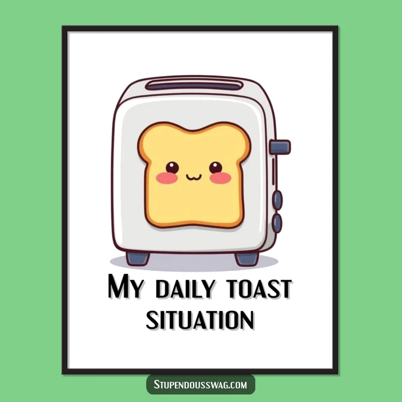 Funny Toaster Bread Poster: Whimsical Stuck Slice Art, Perfect Funny Gift for Kitchen Decor