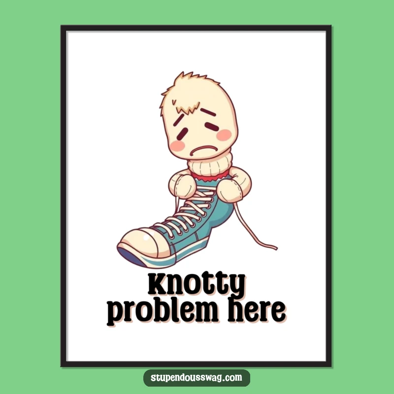 Funny Sock Puppet Shoelace Chaos Poster: Frame Your Fumbles!